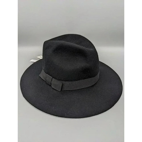 NWT AQUA Women's Weekend Felted Wool Fedora Hat Bow Knot (O/S, Black) MSRP $68 - Picture 2 of 5